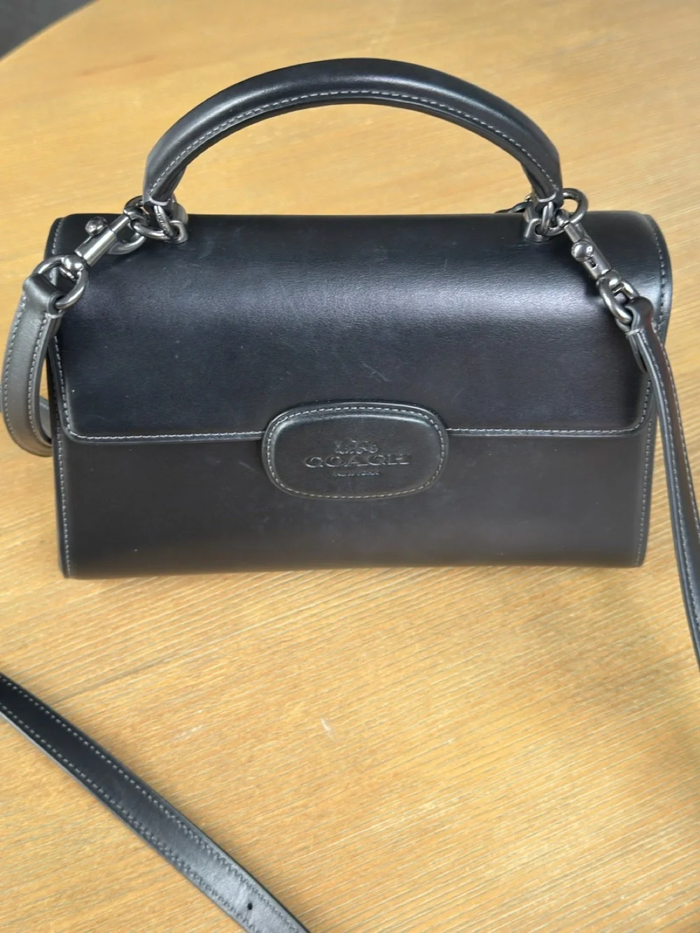 Coach Eliza Black Leather Top-Handle Crossbody Bag